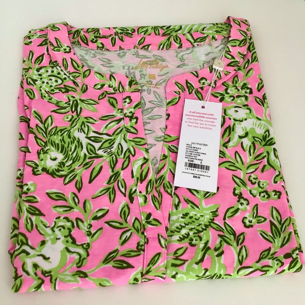 Lilly Pulitzer Dev Dress-Rousseau Pink Mane Character Energy - New in Package - Picture 3 of 10